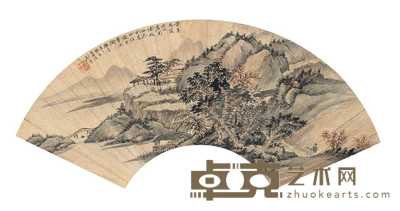 顾澐 野村幽居图 扇片 